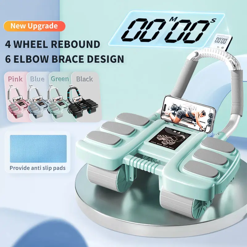 [Newly Upgraded 4 Wheels] AB Wheel Beginner Abdominal Health Wheel Support Bounce Back Abdominal Wheel Fitness Equipment ABS Wheel Roller