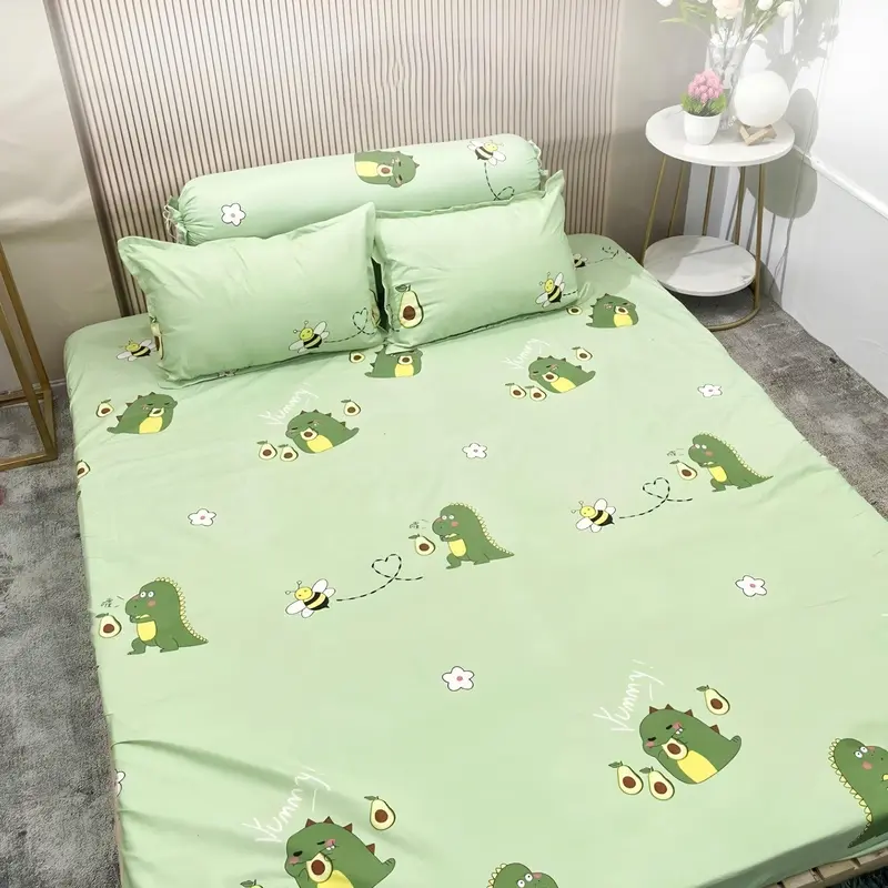 (Bộ Ga Bo Chun) Bộ Drap mẫu VỊt Hồng, Kích thước ga đệm m2, m6, m8, 2m2, Vải Poly Cotton cao cấp 7