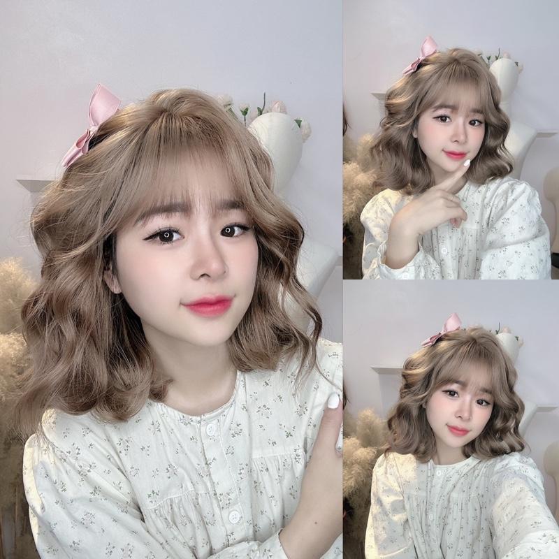 >>NEW<< Xù ngắn Tóc Giả Nguyên Đầu Dệt Kim 40cm Women Wig Nữ