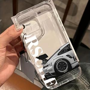 Funda para celular transparente con patrón de auto de carreras, compatible con iPhone 17/17 Pro/17 Pro Max/16/16 Pro/16 Plus/11/11 Pro/11 Pro Max