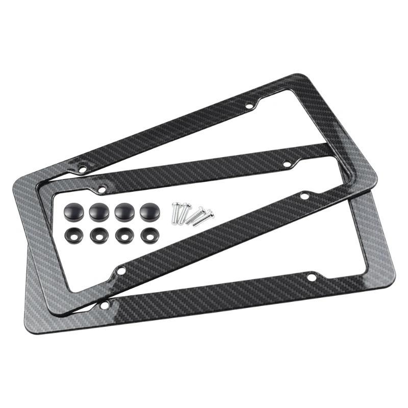 Product Introduction of COD FREE Shipping for Front Rear Black Carbon Bracket W/ Screws,Universal American License Plate Frame Auto AccessoryFiber Number  TAG Cover 21
