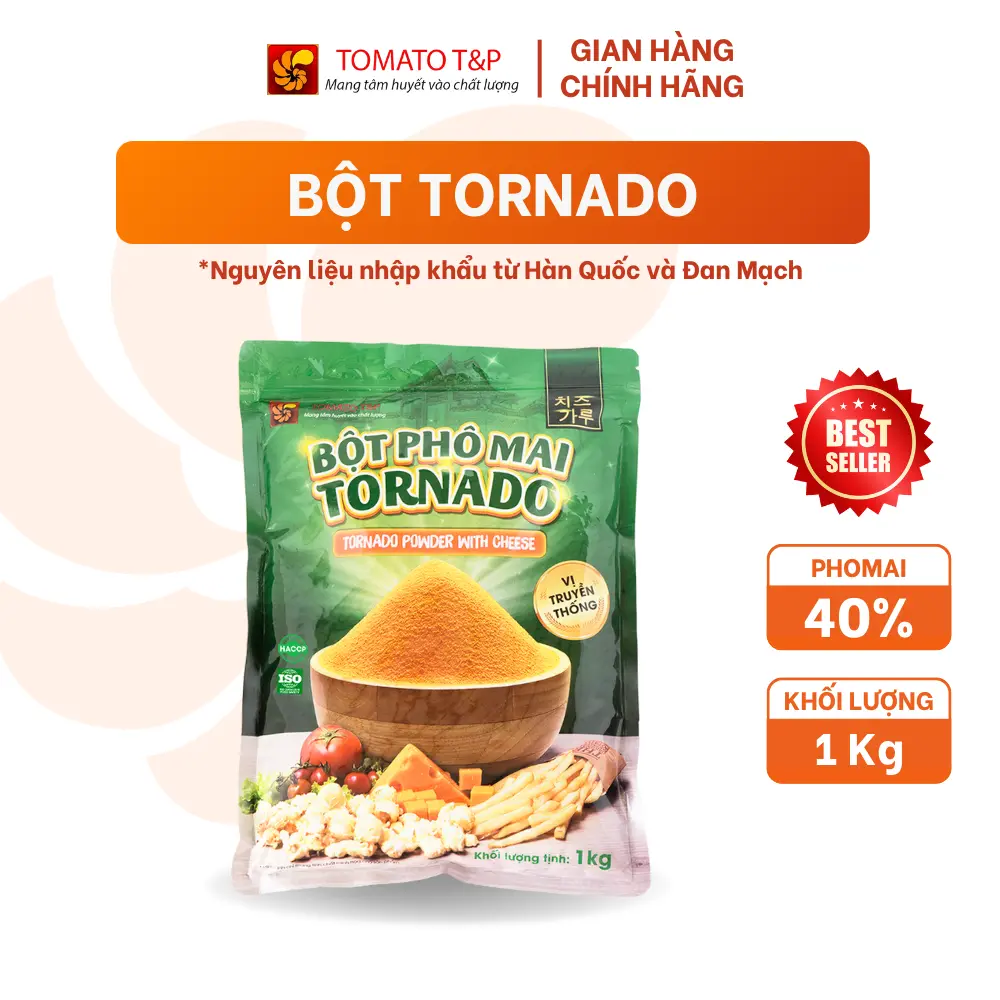 Bột PHOMAI Tornado Vị Truyền Thống - Gói 1kg - Tomato T&P - Bột Gia Vị Rắc Trực Tiếp Lên Gà Chiên, Khoai Tây Chiên, Bỏng Ngô - Bột làm Bánh