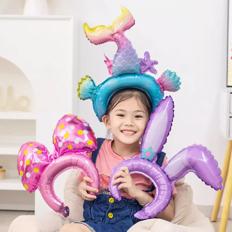 TM New Balon Bando karakter happy birthday Halloween Christmas natal kelinci mermaid baby shark cake ukuran BESAR R1189 5