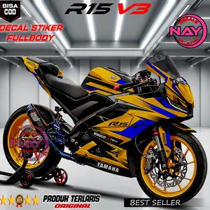 Decal Full Body untuk R15 V3 Motif simpel ganteng Kece Stiker Motor R15 V3 Kualitas Tahan Lama Tidak Pudar NDC515 Racing Motorcycle