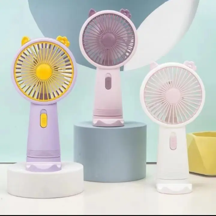 Kipas Angin Portable Karakter Lucu  / Kipas Angin Genggam / Kipas Angin Tangan / Mini Fan USB yang Memiliki Dudukan HP 2