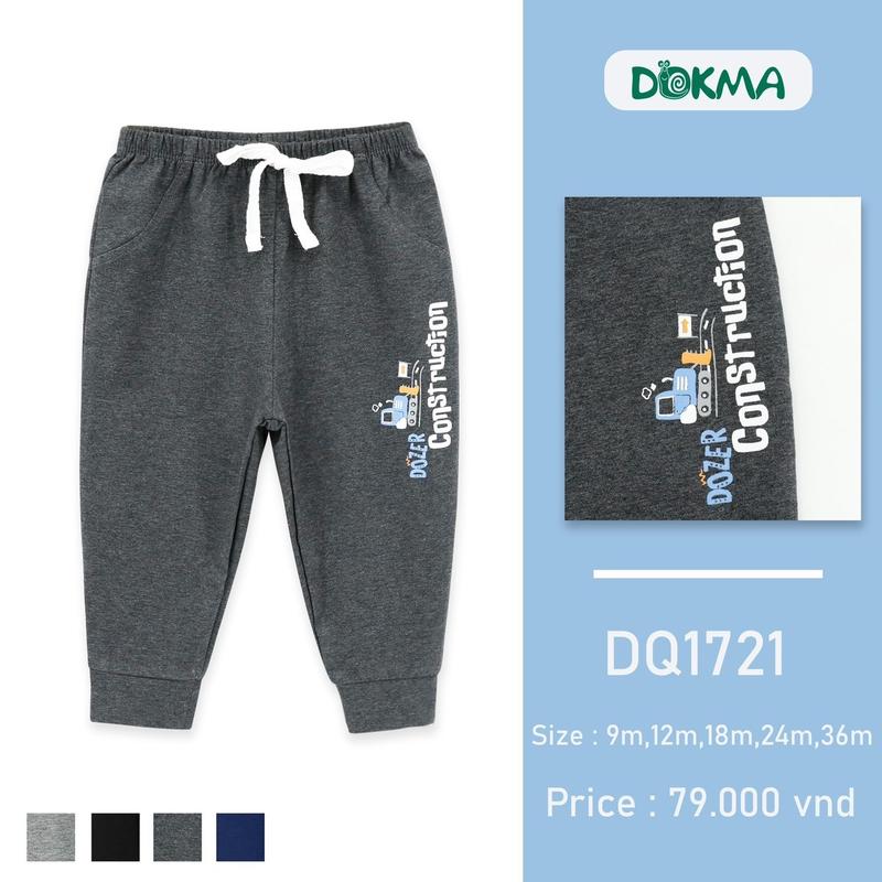 DOKMA - Quần dài bo ống vải cotton cho bé trai 3