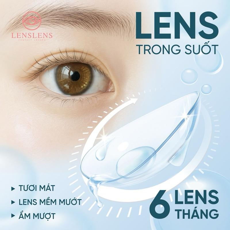 Lens Mắt Kính Áp Tròng Trong Suốt Cận 6 tháng Độ cận 0; 0,5 - 10 Có Cận Lệch - GIÁ CỦA 1 CHIẾC