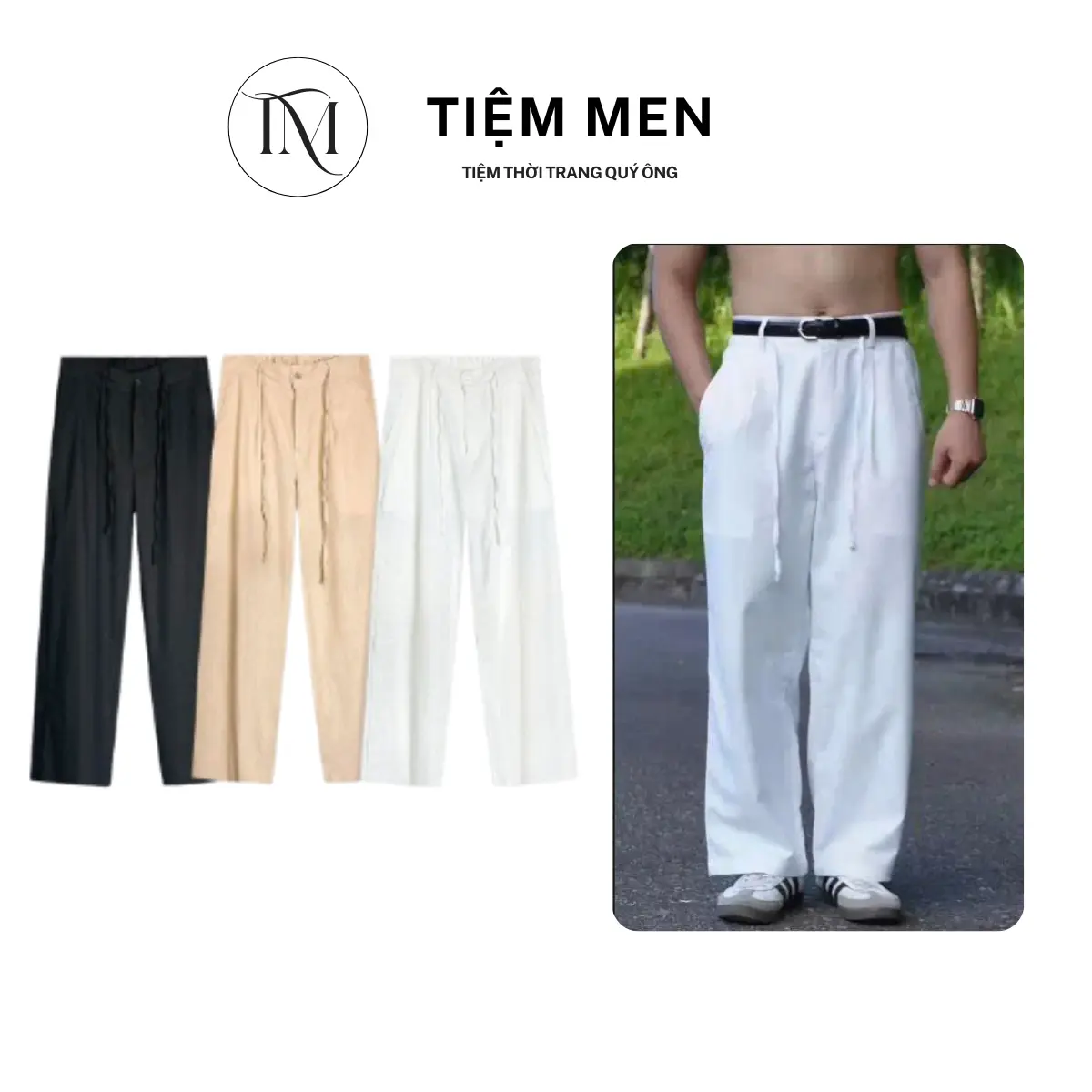 Quần ống rộng chất liệu đũi linen cao cấp kiểu dáng ống suông, ống rộng trẻ trung, năng động, thoải mái