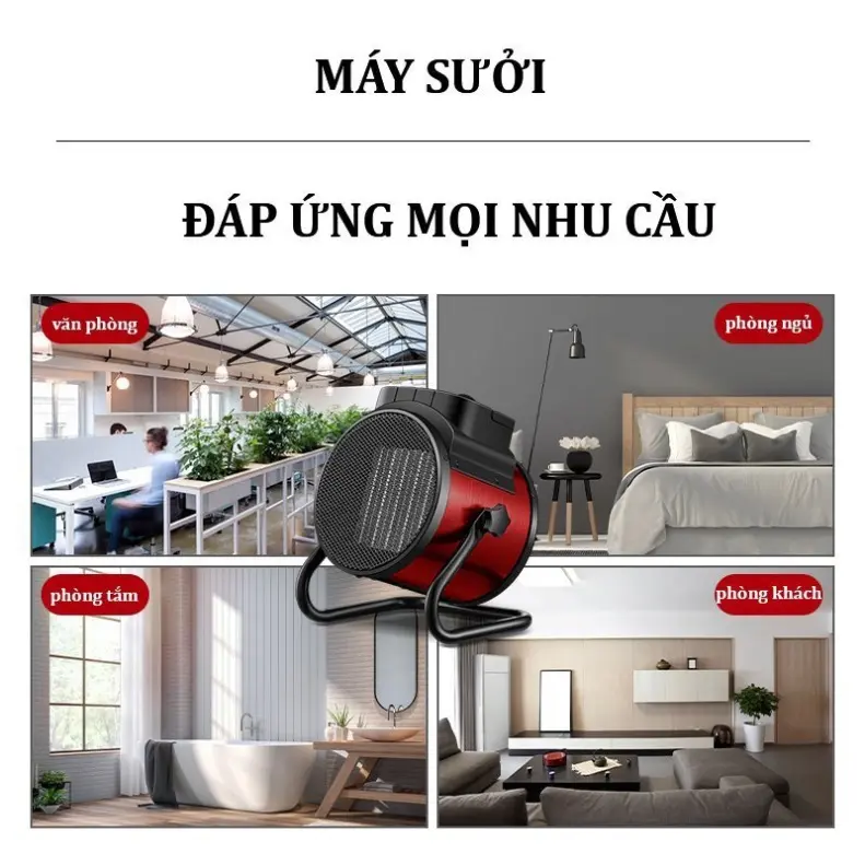 Máy sưởi gốm hai chiều công suất 2000W, Quạt sưởi ấm mùa đông 3 mức nhiệt tiết kiệm điện, Đèn sưởi cho bé không gây khô da, Đèn sưởi nhà tắm, phòng ngủ, Quạt sưởi để bàn mini 8