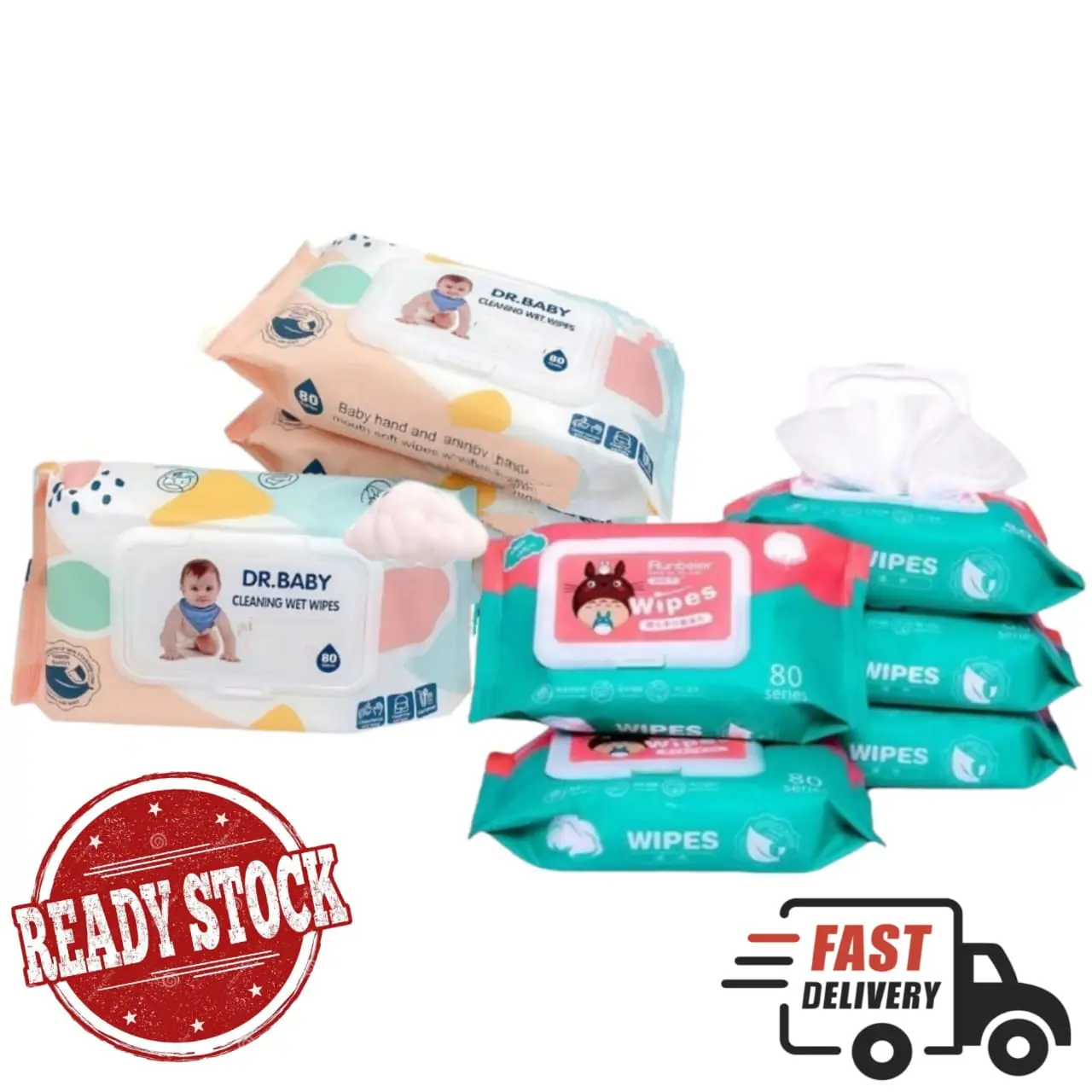 1PACK 80pcs Non Alcohol Baby Wipes Fragrance Free Baby Wet Tissue Anti Bacterial Alcohol Free Wipes Wet Tissue Tisu Basah Bayi