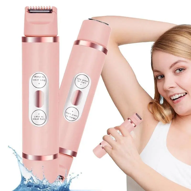 2 in 1 Rechargeable Electric Hair Shaver, 1 Count Double Cutter Head Design Hair Remover, Wet & Dry Use Body Hair Trimmer for Home & Travel