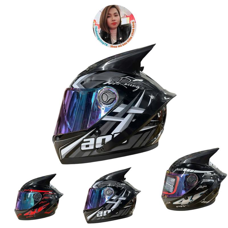  Mũ Bảo Hiểm Fullface Agu M138 Gắn Sừng Rùa+ Đuôi Gió  tặng kèm túi đựng mũ    shop kèm Đầy Đủ phụ kiện Để gắn nhưng không gắn sẵn  Helmet 