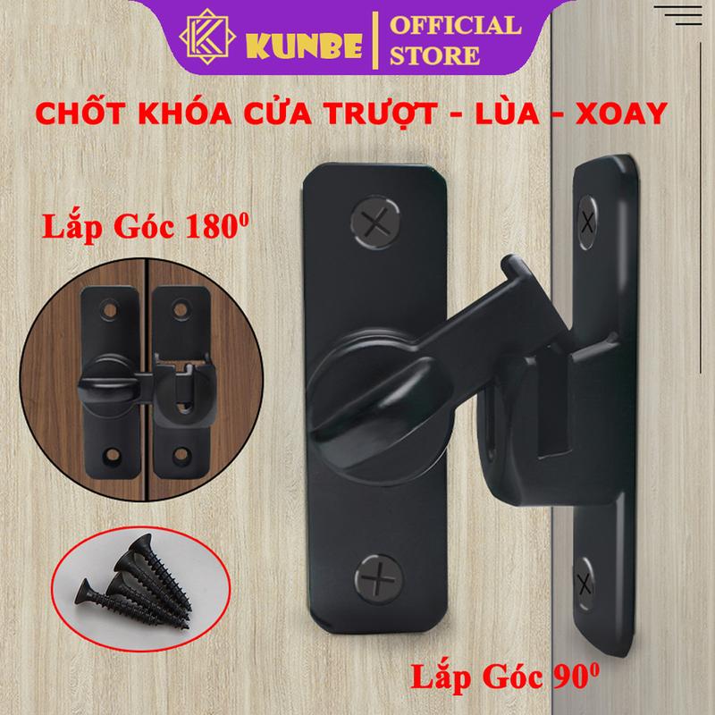  Chốt Khóa Cửa Lùa KUNBE Khóa Cửa Trượt Xoay Đa Năng Hợp Kim Dày Dặn Bền Bỉ Lắp Góc 90 Độ Và 180 Độ Tiện Lợi 