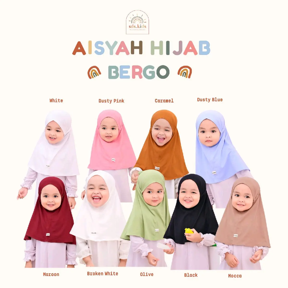 KKCOLLECTION|AISYAH HIJAB BERGO|BERGO ANAK UMUR 1-9 TAHUN