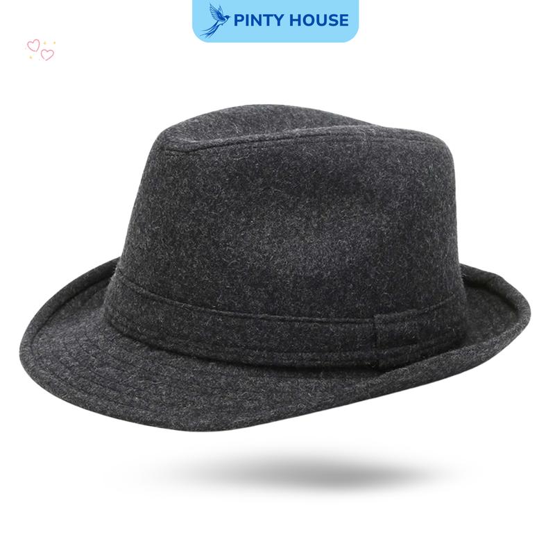 Mũ Phớt Dạ Cao Cấp 100% Cho Nam - Nón Cao Bồi Fedora Vành Rộng Cổ Điển - Kích Thước Rộng 58cm Và Vành Rộng 3,5 cm