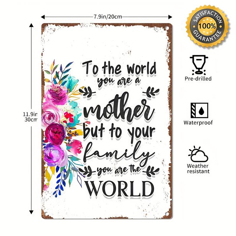 Product Introduction of Tribute To Mothers With Floral Design. Retro Metal Tin Sign Vintage Sign Rustic Style for Home Kitchen, Cafe, Bar, Yard, Garage, Outdoor/ Indoor Wall Decor 8x12in Tin Painting- 1pc 1