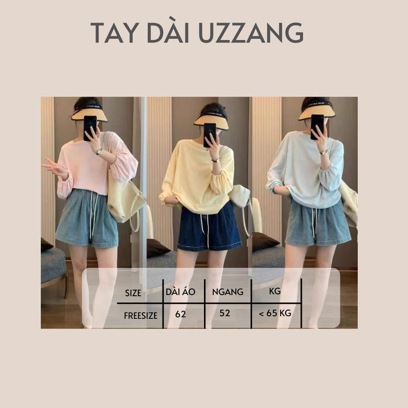 Product Introduction of ÁO THUN TAY DÀI NỮ PHONG CÁCH UZZANG DỄ THƯƠNG FREESIZE 70 KG TD240901 Women Top Cổ Tròn Nhung Voan 0