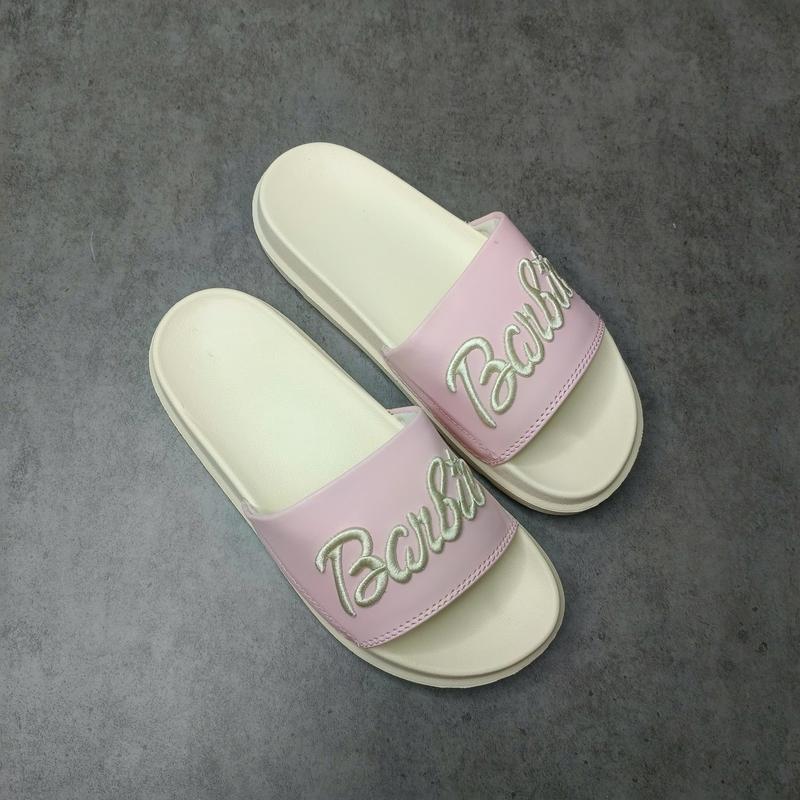  dép quai ngang nữ Dép Barbie thêu nổi đế cao 4cm DéP Đế Bằng Nhung Slipper Leather 