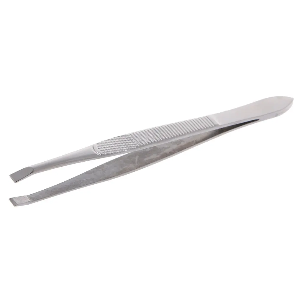 LESHE Professional Stainless Steel Eyebrow Hair Removal Tweezer Flat Tip Tool New
