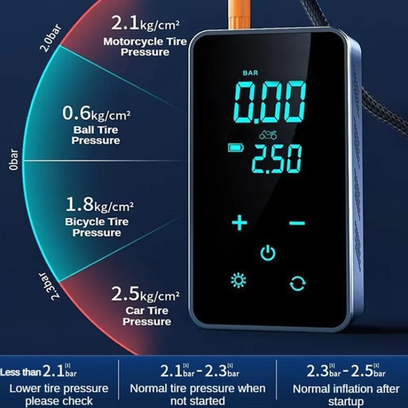 Product Introduction of Portable Car Air Pump, 150PSI Wireless Car Air Pump with Digital Display, Multifunctional Car Tire Inflator Suitable for Car, Motorcycle, Ball 5