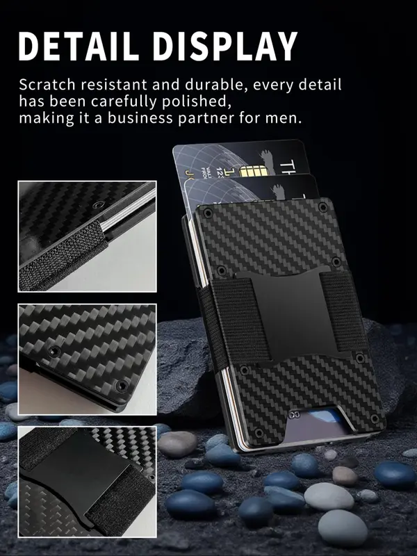 Men's Minimalist Carbon Fiber Pattern Card Holder, RFID Blocking Card Holder, Slim Credit Card Holder, Casual Trendy Versatile High-quality Daily Wallet 6