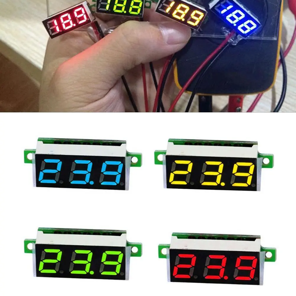 Vôn Kế Kỹ Thuật Số Mini, Màn Hình LED, 0,28 Inch, Đo Điện Áp 2,5V-30V, Có Màu Đỏ / Xanh Dương / Vàng / Xanh Lá Cây, Q9U2, Máy Kiểm Tra Điện Áp