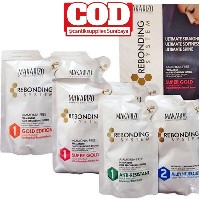 1 SET MAKARIZO REBONDING SYSTEM MINI POUCH  PELURUS RAMBUT (SACHET) 120ml 0