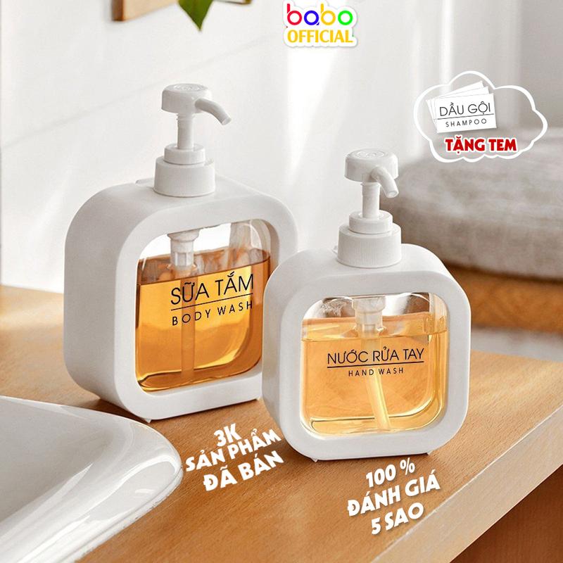 Chai đựng dầu gội đầu sữa tắm lọ đựng nước rửa tay phòng tắm trong suốt babo TC25