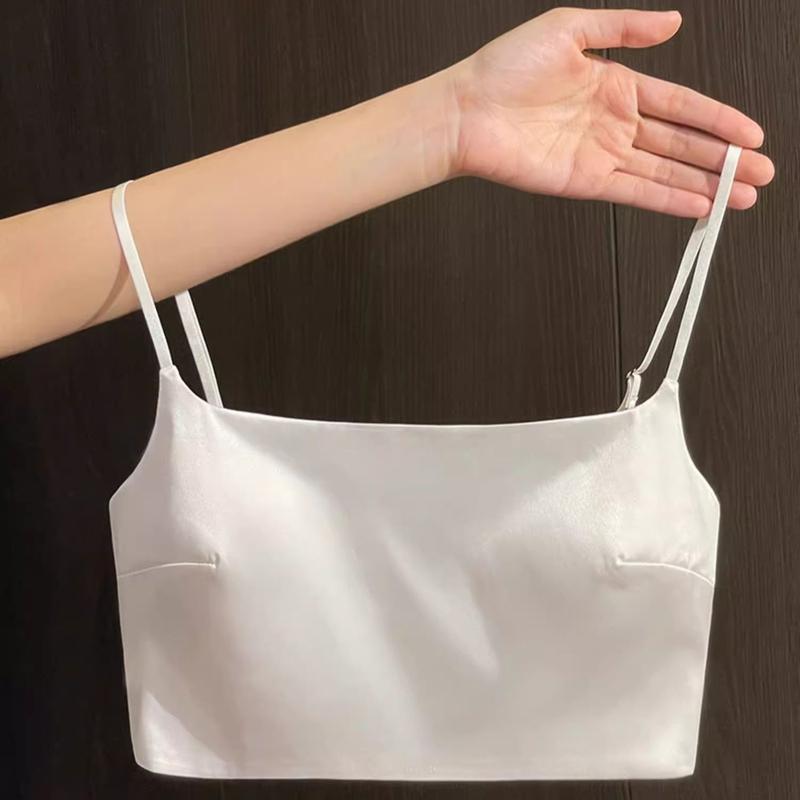 Áo Ngực Chống Trượt, Chất Lượng Cao, Bề Mặt Bóng, Áo Ống Satin, Thiết Kế Liền Mạch Phong Cách Pháp, Dây Đeo Spaghetti Nhẹ, Dây Treo Gợi Cảm, Hở Lưng Chữ U Sâu 6