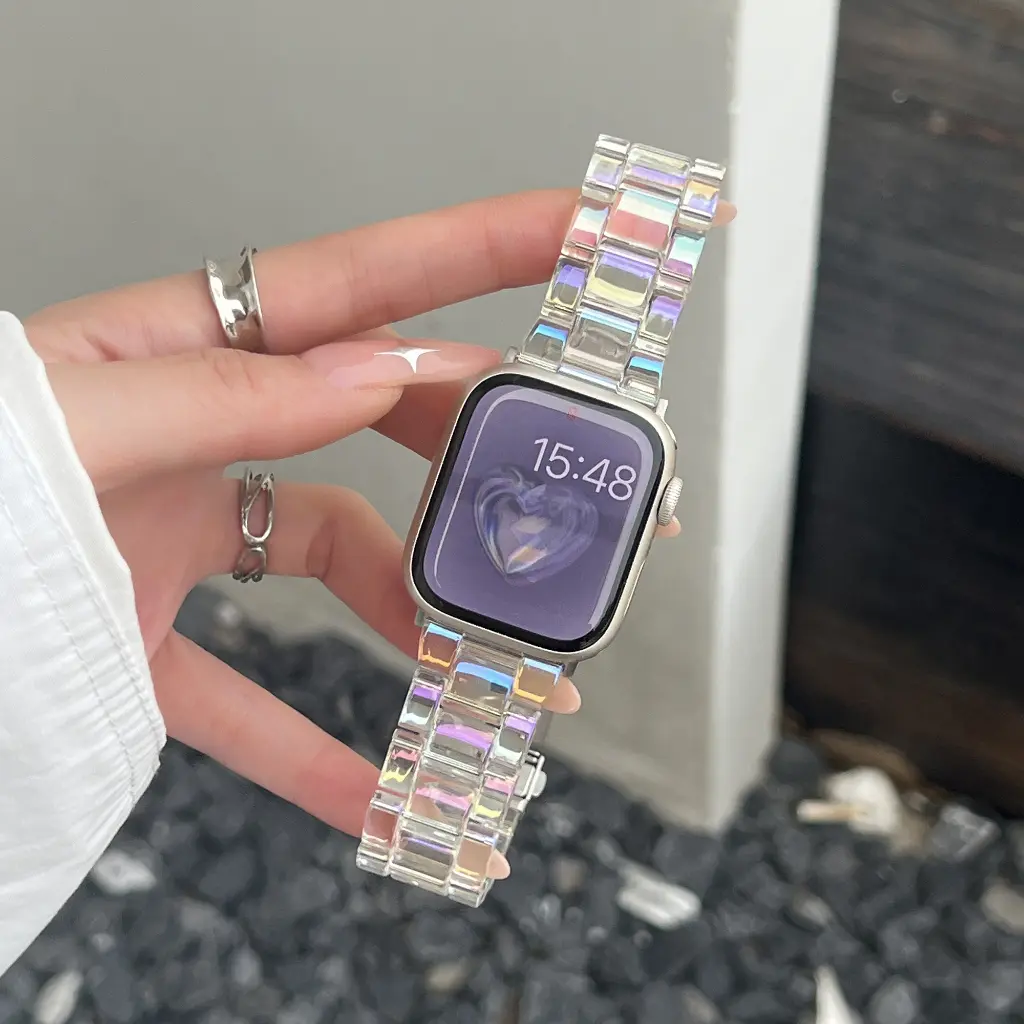 Plastic colorful  jelly watch band for iWatch Ultra Series 9 8 7 6 5 4 3 2 1 49mm 41mm. 45mm. 44mm. 40mm.Beautiful smart watch strap for girls to wear. wearable accessories