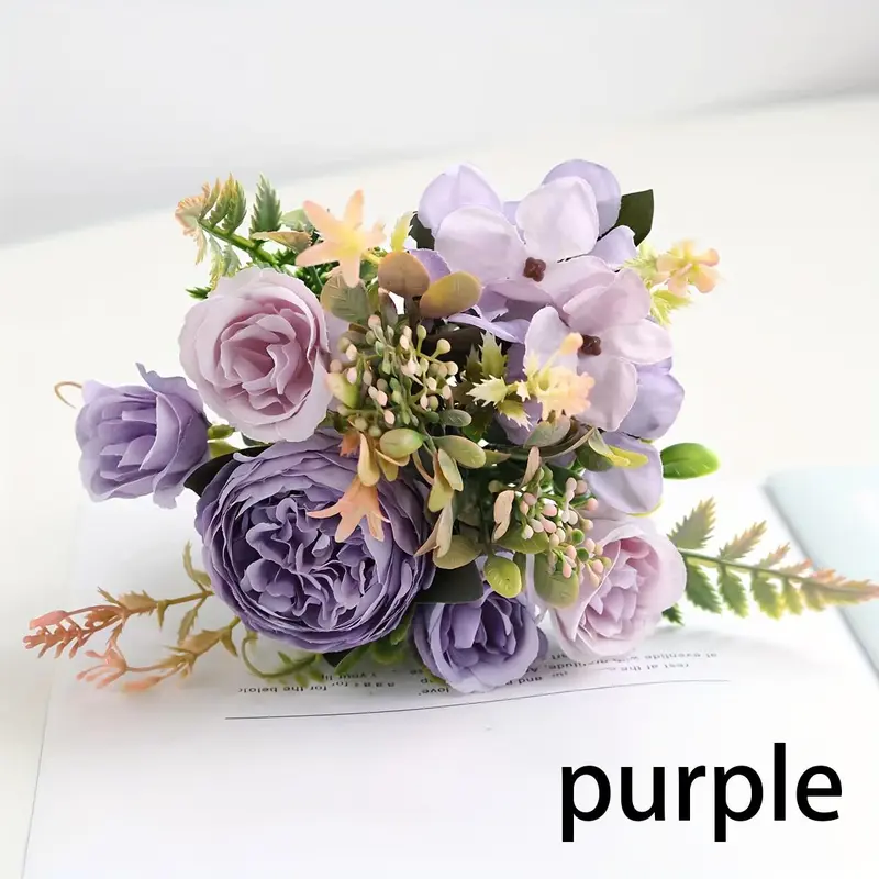 Artificial Peony Rose Bouquet, 2 Counts Faux Peony Bouquet, Fake Flower Bouquet, Decorative Flowers for Home Party Wedding Graduation 3