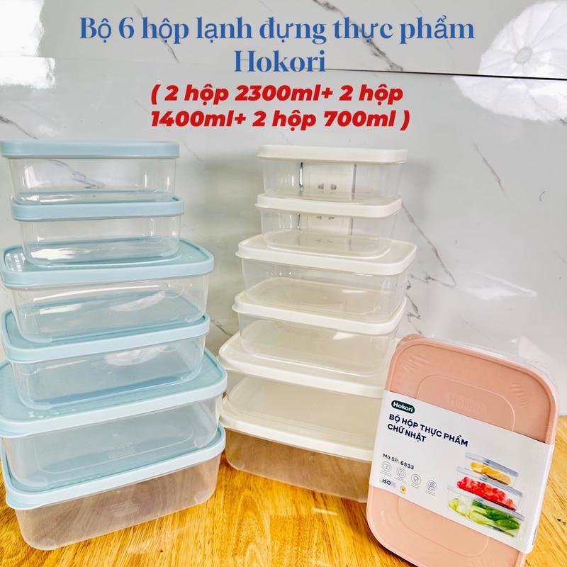 [ SIÊU RẺ] Bộ 6 hoặc 9, 12 hộp lạnh nhựa PP đựng thực phẩm trong tủ lạnh, sử dụng được trong lò vi sóng 6533 ( 3 cỡ 2300ml, 1400ml, 700ml )
