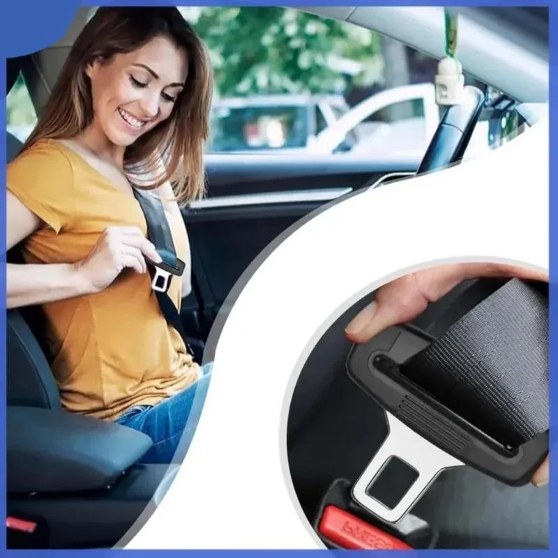 2pcs Car Safety Belt Lock Universal Adjustable Black Straight Lock Tongue Clips Insert Metal Automobiles Fastener Accessories 4