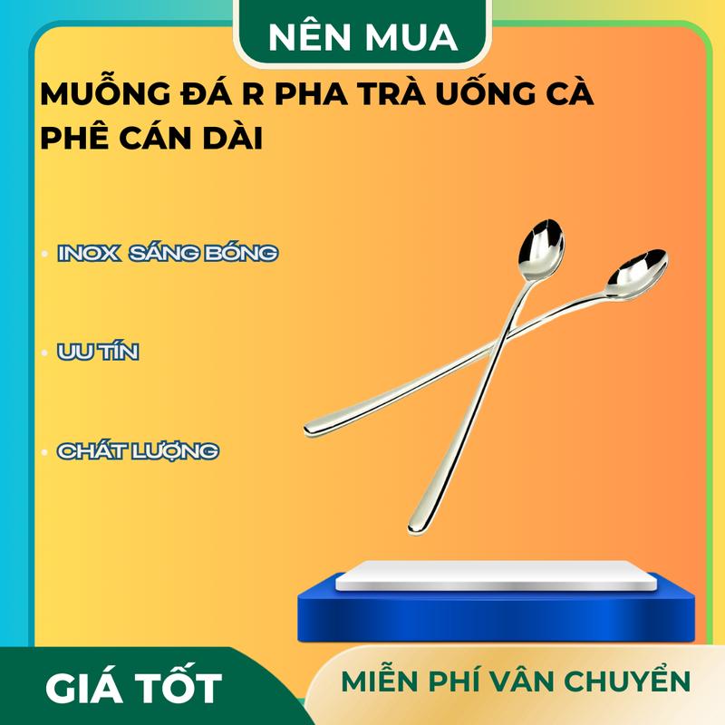 ( đá r ) Muỗng pha trà uống cà phê cán dài inox sáng bóng 2 kích thước 19,5 cm và 23,5 cm loại tốt - Muỗng Cà Phê - Inox304 - Muỗng Cán Dài - Muỗng Inox - Muỗng Cao Cấp