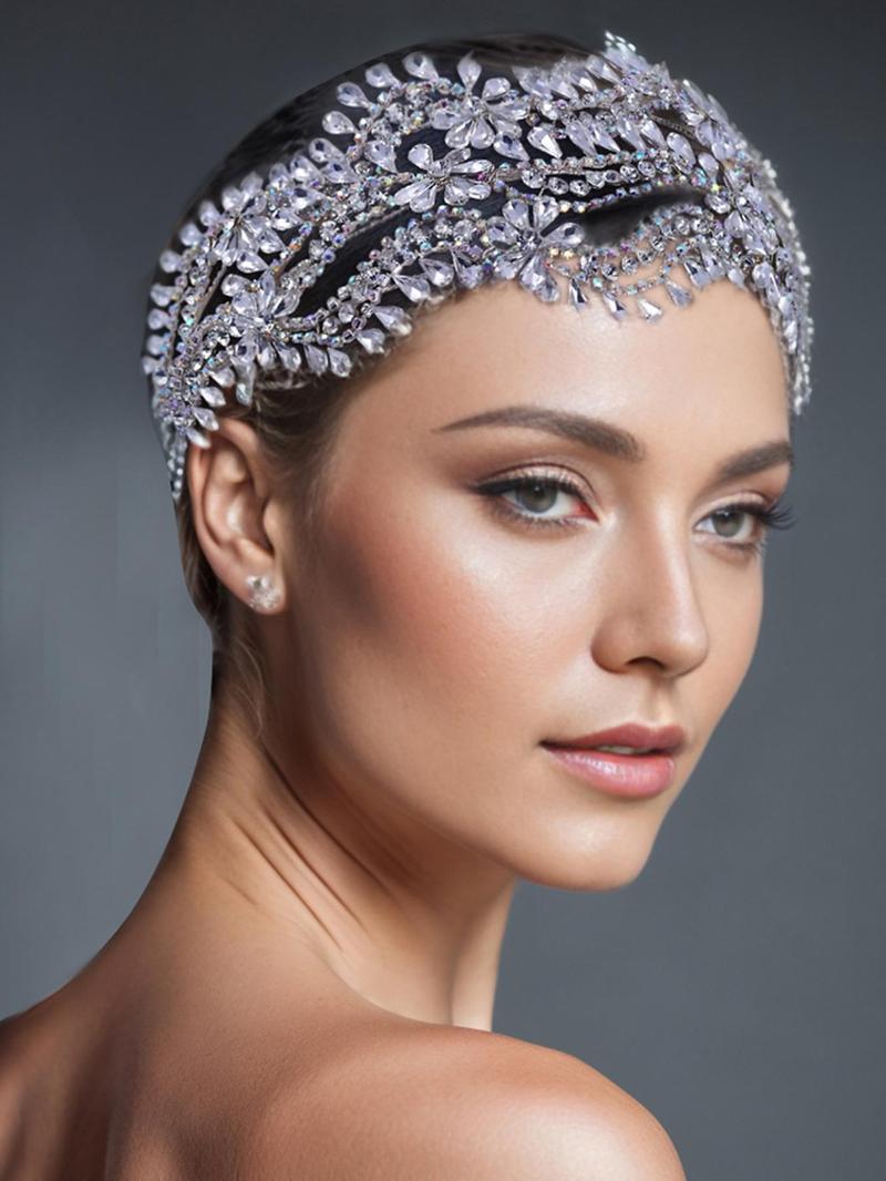 Product Introduction of Rhinestone Decorated Bridal Headband, Elegant Bridal Headwear for Wedding Bridal Party Formal Occasions, Fashion Hair Accessories for Women 0