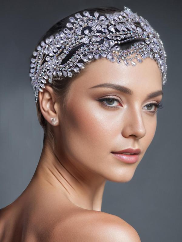 Rhinestone Decorated Bridal Headband, Elegant Bridal Headwear for Wedding Bridal Party Formal Occasions, Fashion Hair Accessories for Women 0