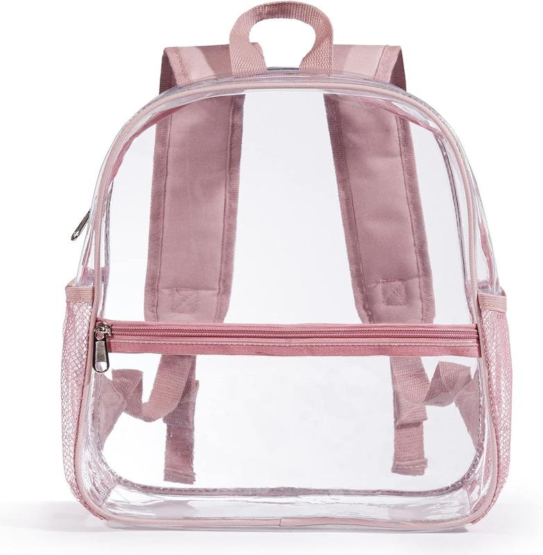 TikTok Shop Mini Clear Backpack 12x12x6 Stadium Approved Small Transparent Backpack for Women Girls for Sporting Event Work School Music Festival and Concerts Rose Gold