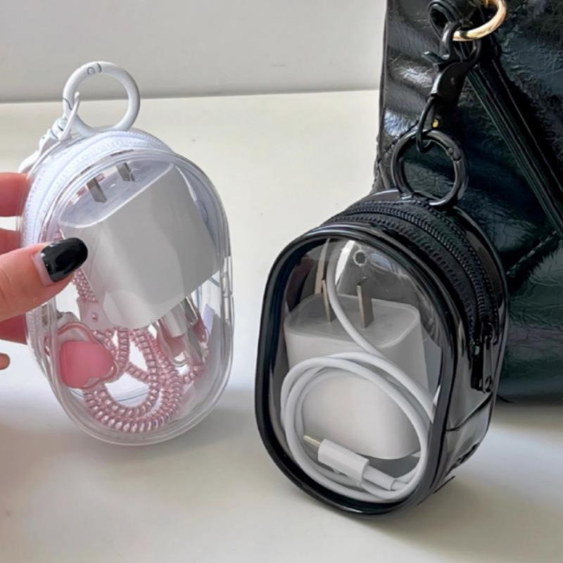 Product Introduction of Túi Đựng Mỹ Phẩm Trong Suốt PVC Màu Đen, Mới, Sắp Xếp Đồ Trang Sức, Cầm Tay, Thích Hợp Cho Cáp Dữ Liệu, Tai Nghe, Bộ Sạc Tiền Xu, Túi Đựng Đồ 0