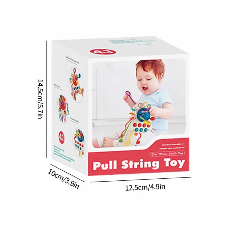 【Duffy toys】Mainan Teether Gigitan Bayi Bpa Free / Mainan Edukasi  4 In 1 Bahan Silikon Untuk Bayi / Teka-teki Mainan Teether Jari / Baby Multifungsi Pull Gigitan Toys / Tether Bayi Gigitan Bayi Bpa Free Mainan Edukasi Montessori Tarikan Sensorik Silikon 7