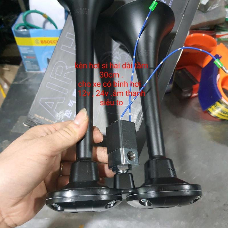  còi hơi si hai 30cm  nhại kèn 12 tiếng âm thanh vang to cho xe có bình hơi từ 4kg hơi 12v hoặc 24v cho xe có binh hơi 