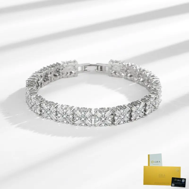 Gelang Moissanite, Langit Berbintang, Sangat Berkilauan, Mewah, Fesyen, Barang Kemas Tangan Elegan, dengan Sijil GRA