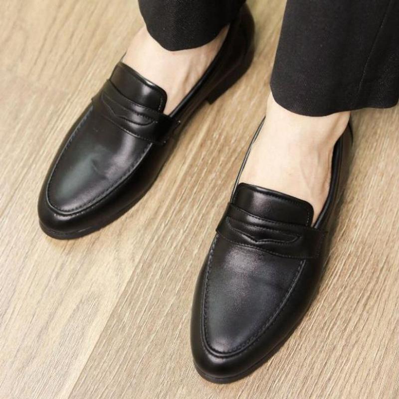 Giày tây nam công sở cao cấp,giày lười dáng hàn quốc thiết kế tối giản phối băng thủng trang trí,đế cao su khâu RUNO G15 đủ size 37-43