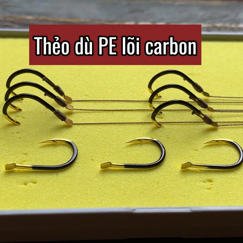  Combo 3 thẻo dù PE Lõi Carbon Cao Cấp Câu Cá Tổng Hợp Chép,Trôi,Trắm,tặng kèm 3 lưỡi Bắt Cá Fishing 