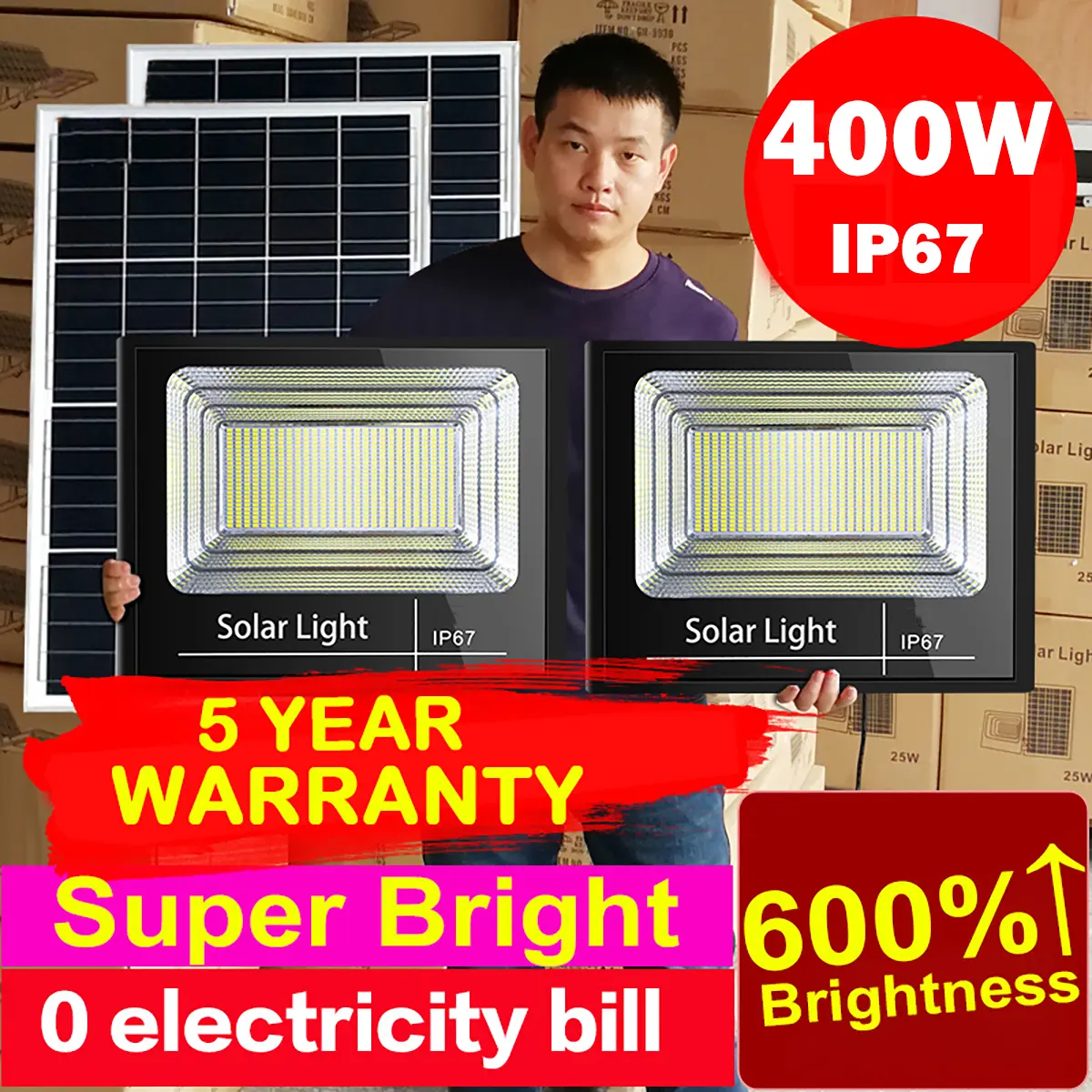 by 1take1 Solar light  400W 300W  outdoor waterproof IP67 led solar light indoor lamp free shipping flashlight lights for bedroom 5 year warranty