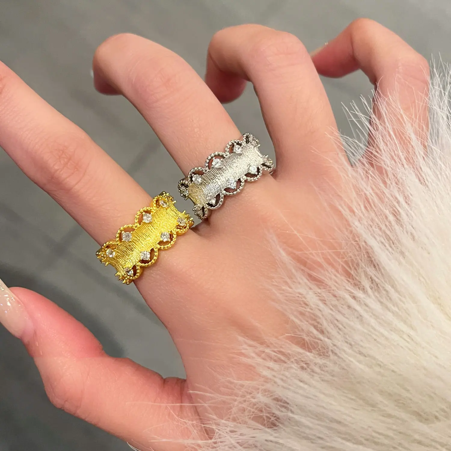 2025 new fashion lace lace ring women exquisite food ring tide