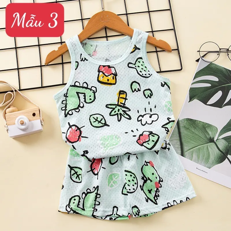 Set áo ba lỗ mùa hè cho các bé chất liệu cotton có lỗ thông thoáng 4