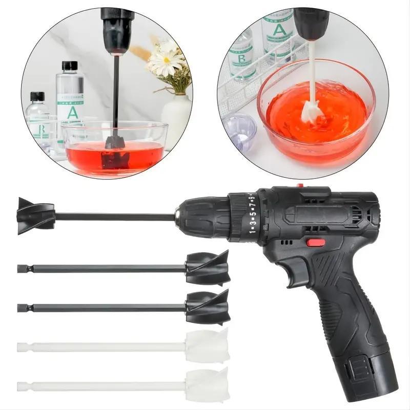 Epoxy Mixer Attachment, Drill Attachment for Epoxy Resin Mixing, Reusable Paint Resin Mixer Paddle, Stirring Rod, Ceramic Glaze Mix Epoxy Mold Tools 7