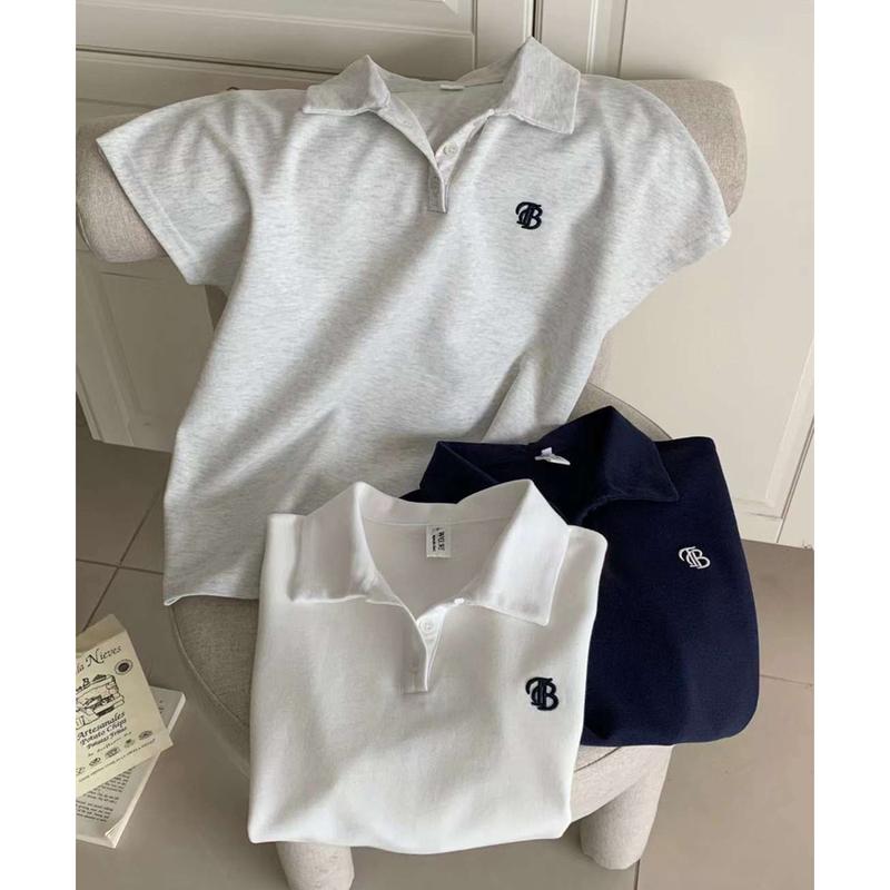 Product Introduction of Áo Polo Tay Lỡ Màu Trơn Đơn GIẢN Thêu Chữ TB tag WG.WE Minxu Shop POLO10 8