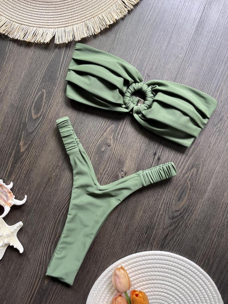 Product Introduction of Two-Piece Set Women's Bikini Set, Casual Swim Top & Swim Bottom Two-piece Swimsuit for Beach Holiday Vacation, Ladies Swimwear for All Seasons 1
