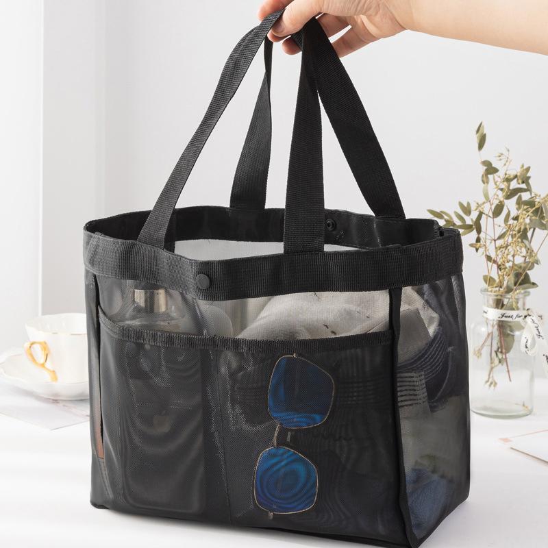 Product Introduction of Fashion Women Tote Bag Shopping Bag Female Portable Large Capacity Beach Tote Mesh Storage Handbag 10